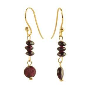  Garnet Linear Drop, Gold Filled Earrings: Jewelry