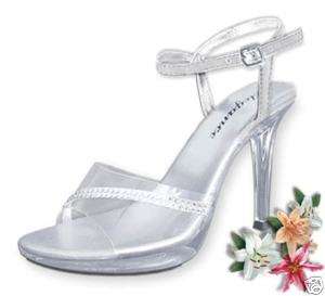 size 10 SILVER CLEAR Prom or Wedding Shoes CINDERELLA  