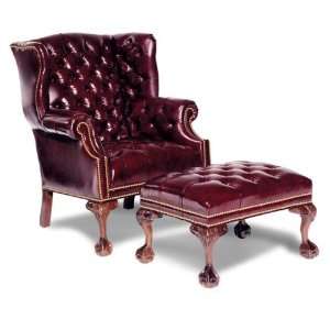   Distinction Leather Tufted Ball in Claw Wing Chair Furniture & Decor