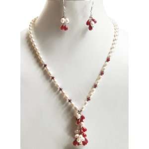 Magnificent Natural Cabochon Ruby & Fresh Water Pearl Drops Beaded 