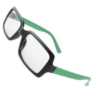  Clear Lens Green Black Plastic Full Rim Plano Glasses: Sports