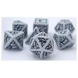   Dice Set (Elf Rune Gray) role playing game dice + bag Toys & Games