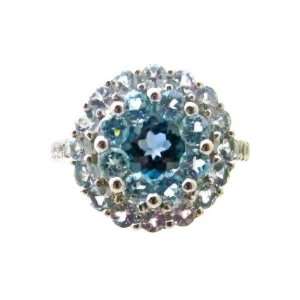  2.52 Cttw London, Swiss, Sky Blue and White Topaz Ring 