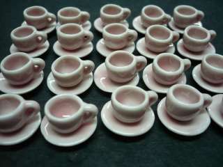Dollhouse Miniatures Dinnerware Pink Cup&Dish&Bowl  