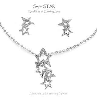 Silver Stars Earring & Necklace Set  
