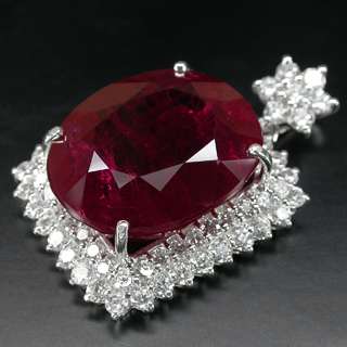BREATHTAKING BLOOD RED RUBY & WHITE SAPPHIRE 925 SILVER PENDANT 