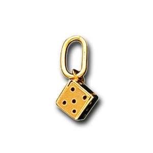   Solid Yellow Gold Small Dice Craps Charm Pendant IceNGold Jewelry