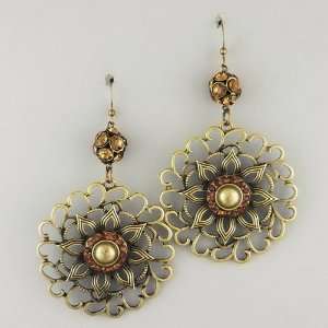  Sista Jewelry Brown Rhinestone Flower Dangle Earring Set 