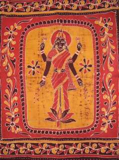 Sri Laxmi Batik Tapestry Hinduism Deity Wall Hang Red  