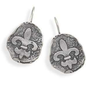   Silver Oxidized Fleur  de  Lis Wire Earrings West Coast Jewelry