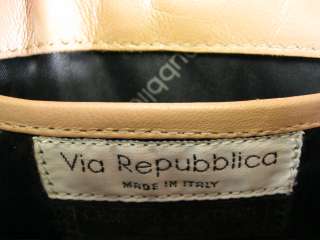 VIA REPUBBLICA Beige Leather Shoulder Handbag  