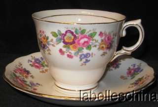 Colclough Teacup and Saucer Summer Flowers gilt trim  