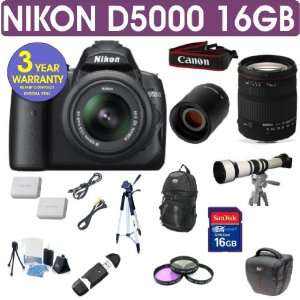  Nikon D5000 + Sigma 18 200 Lens + 650 1300mm Lens Camera 