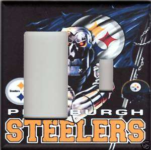 Pittsburgh Steelers Double GFI / Light Switch Combo Plate   Black 