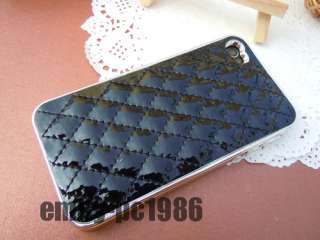 Black Shining Leather Luxury Design Elegant Back Case for iPhone 4 4G 