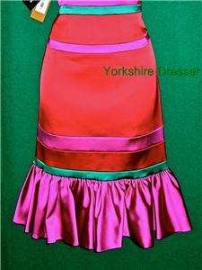 New KAREN MILLEN Red Pink Satin COLOURBLOCK Dress Asstd  