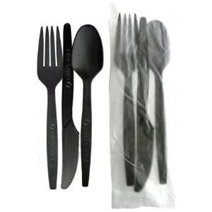  Compostable Knife, Fork & Spoon Cutlery Pack (Black 