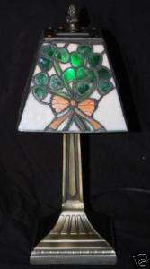 Irish Shamrock Nosegay Memory Stained Glass Lamp 9 inc  