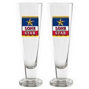  Officially Licensed Lone Star Beer Tall Pilsner Glass Set 