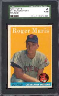   #47 Roger Maris Rookie Indians SGC Authentic (Appears EX/MT) *290245