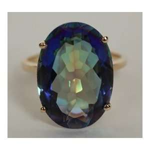  Vermeil 14k   10 Ct. Blue and Green Mystic Topaz Ring 