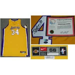  Shaquille ONeal Signed Lakers Nike Pro Gold Jersey 