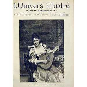  Music Luth Conti Lady Sitar French Print 1891 Portrait 