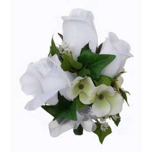  White Silk Rose Corsage 