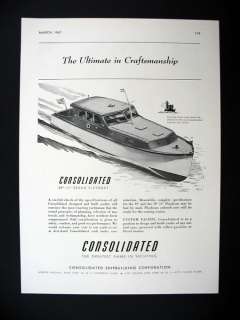 Consolidated 39 ft Sedan Playboat yacht boat 1947 Ad  