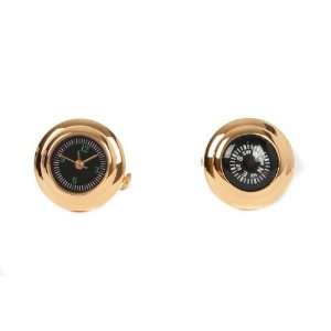 Onyx Art Navigate And Time Working Clock And Compass Cufflinks  