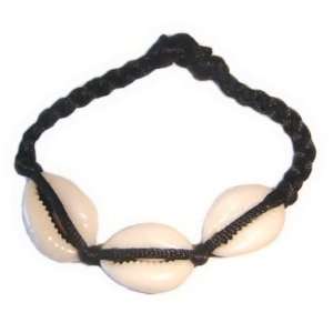 Hawaiian Jewelry 3 Cowry Shell Black Surfer Bracelet 