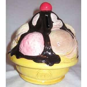  Collectible Hot Fudge Ice Cream Sundae Ceramic Bank 