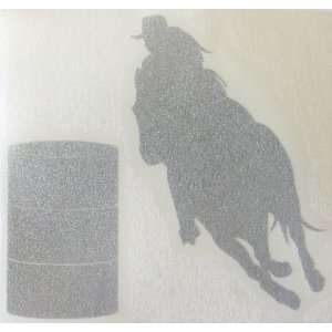  Med Silver Glitter Barrel Racer Racing Horse Rodeo Cowgirl 