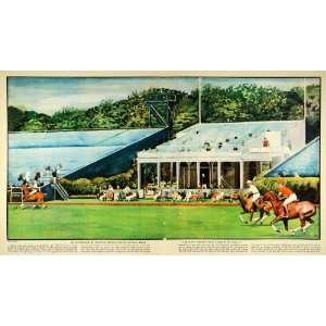 1936 Print Polo Field Meadow Brook Long Island Horse Sporting Event 