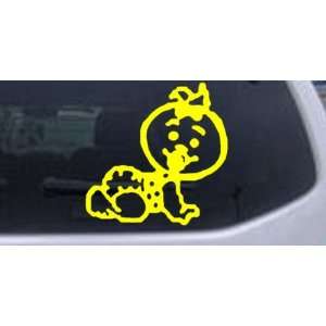 Baby Girl Crawling Car Window Wall Laptop Decal Sticker    Yellow 10in 