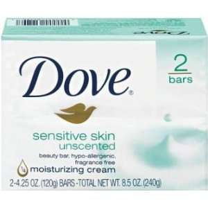  Dove Beauty Bar Sensitive Skin Unscented 2X4.25oz Health 