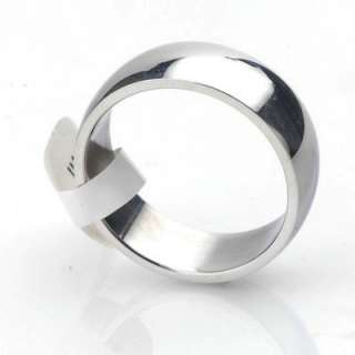 Men Women 316L Stainless Steel 8mm wide Band Curve Arc Ring US Size 10 