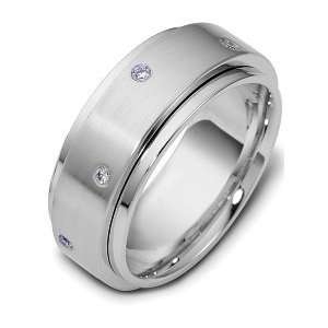   Designer White Gold SPINNING Diamond Wedding Band Ring   4: Jewelry