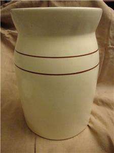 VINTAGE CROCK BUTTER CHURN, MIALI POTTERY, 1 GAL, RARE RED PRINTING 