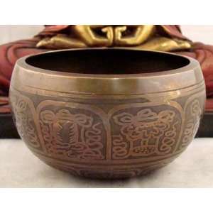  Tibetan Large 8 Lucky Symbols Meditation Singing Bowl 