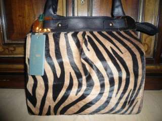   tan black large tiger cow hair fur leather purse tote bag$600  