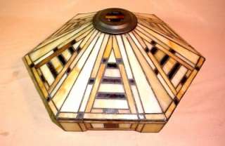 VINTAGE ANTIQUE 16 ARTS & CRAFTS MOVEMENT MISSION STAINED GLASS LAMP 