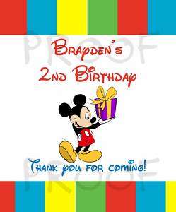 Birthday MICKEY MOUSE Crayon goody bag Labels  