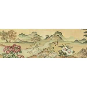  Oriental Landscape Mural Style Wallpaper Border by 4Walls 