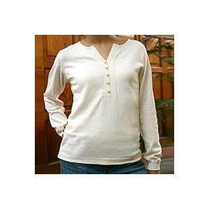  NOVICA Cotton sweater, Spring Ivory