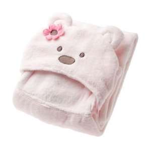   Super Soft Keep Me Close Pink Hooded Snuggle Me Bear Blanket Baby