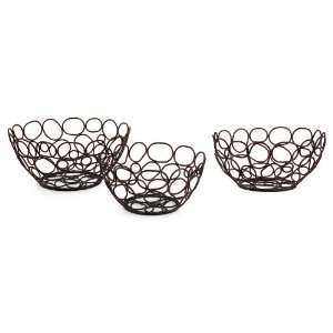    Set of 3 Decorative Open Wire Circle Design Bowls: Home & Kitchen