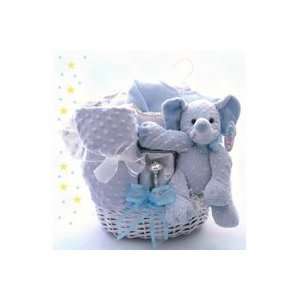  Minky Dots Blue Personalized Gift Basket: Baby