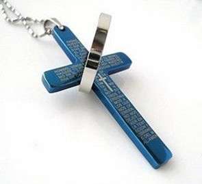 Mens Stainless Steel Cross Ring Pendant Necklace chain  