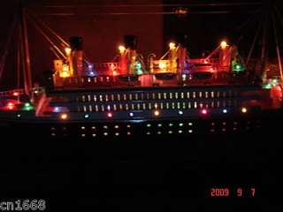 Titanic wooden model cruise ship cruise at night w/flashing lights 24 